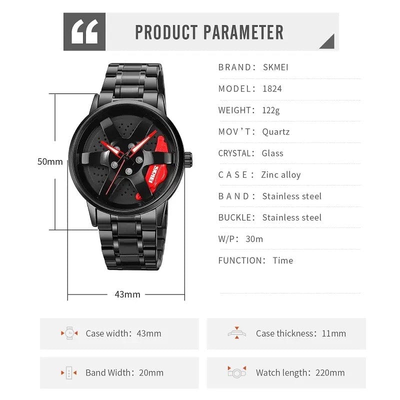 Black Rim Watch With Gripper