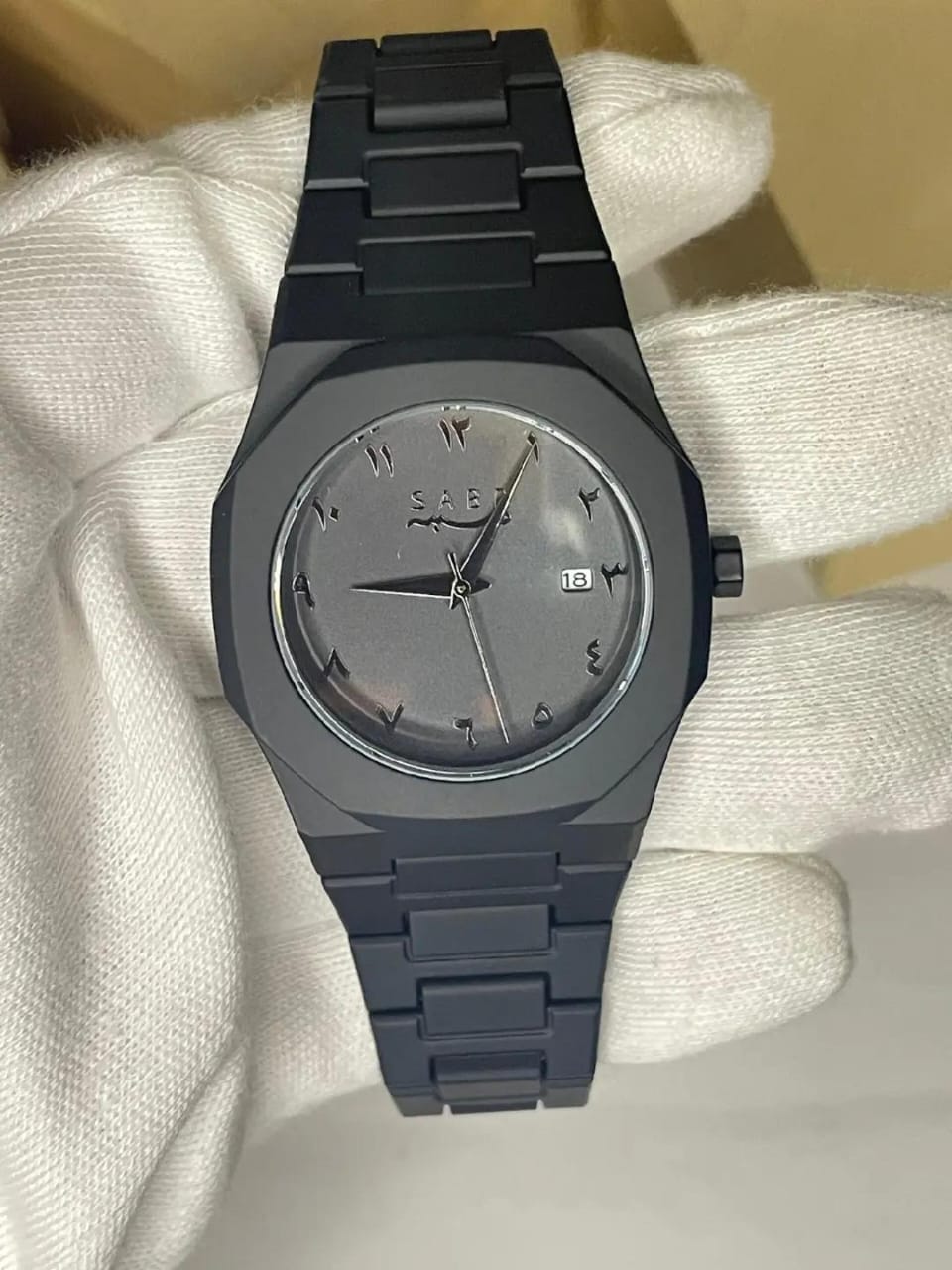Black Arabic Aura Watch with Date